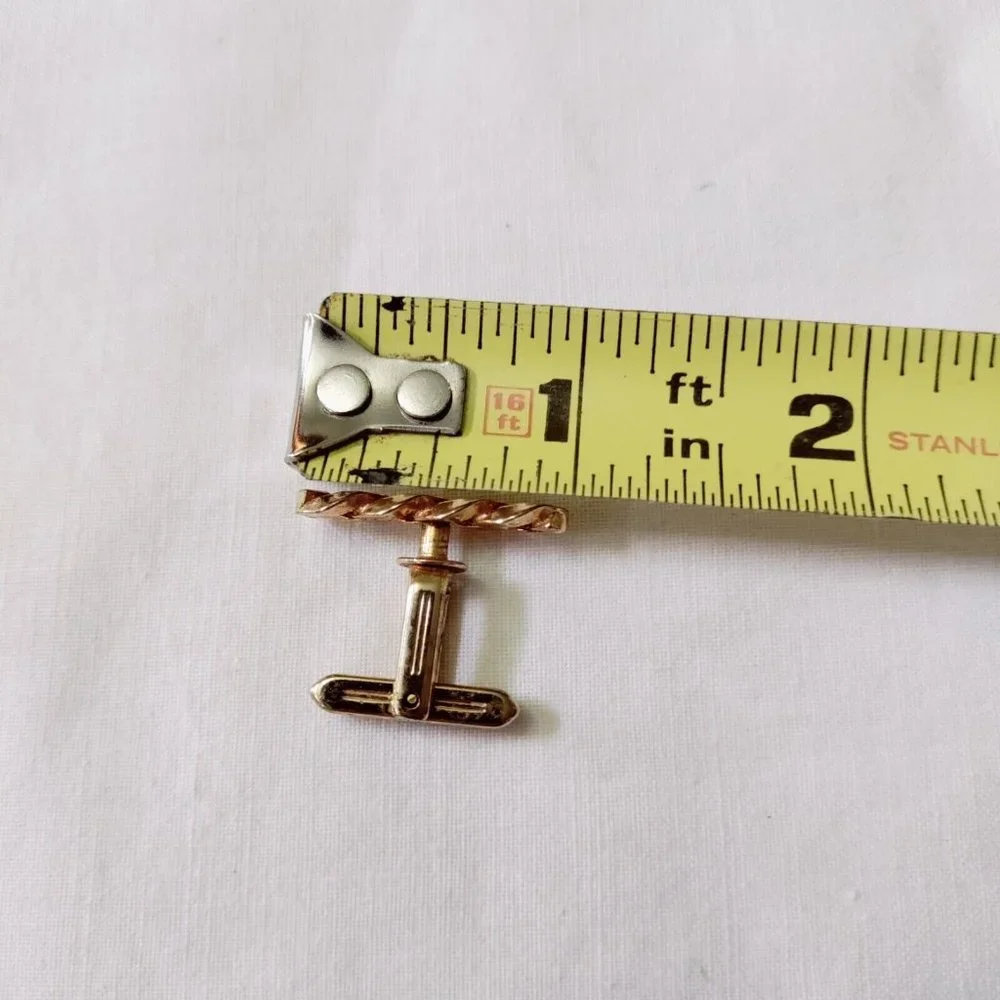 4/$20 Vintage Curb Link Chain Bar Gold Tone Cufflinks Square 1940s Made In USA
